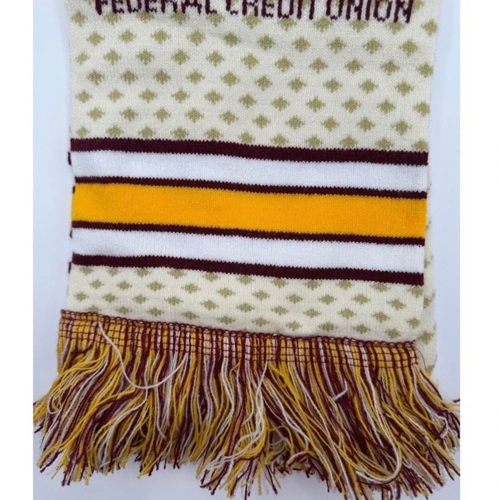 Washington Commanders Football Knit Fringe Scarf Burgundy Gold White Cream NCFU